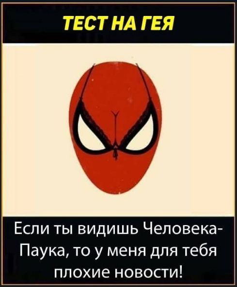 ТЕСТ НА ГЕЯ Если ты видишь Человека Паука то у меня для тебя плохие новости