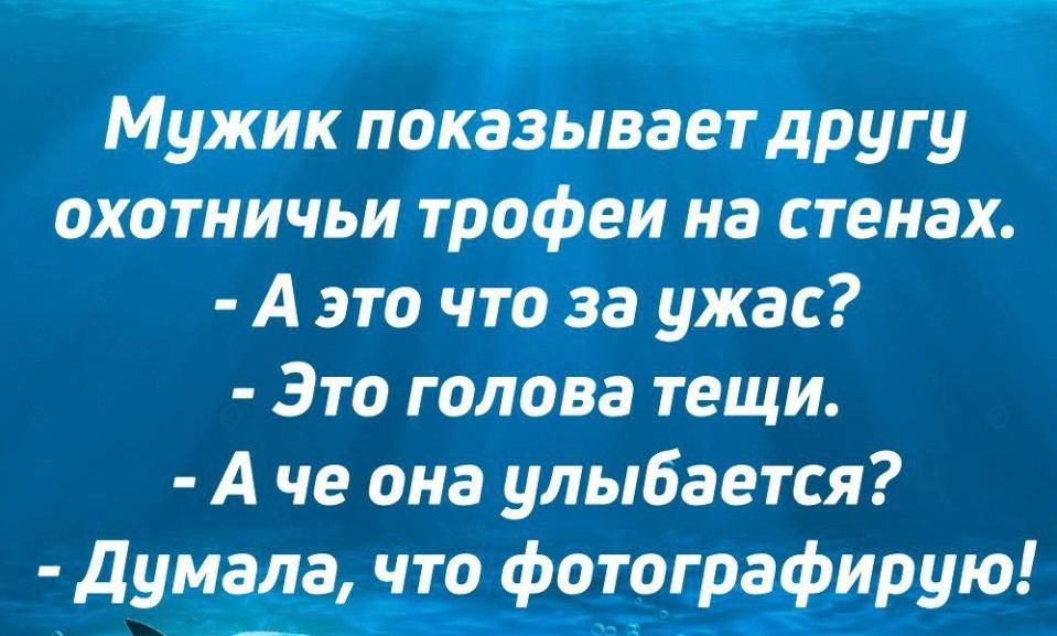 Мужик показывает другу охотничьи трофеи на стенах Аэто что за ужас Это голова тещи Аче она улыбается Думала что фотографирую