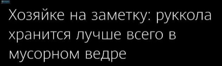 Хозяйке на заметку руккола хранится лучше всего в мусорном ведре