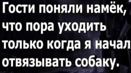 Гости поняли намёк, что пора уходить только когда я начал отвязывать собаку.