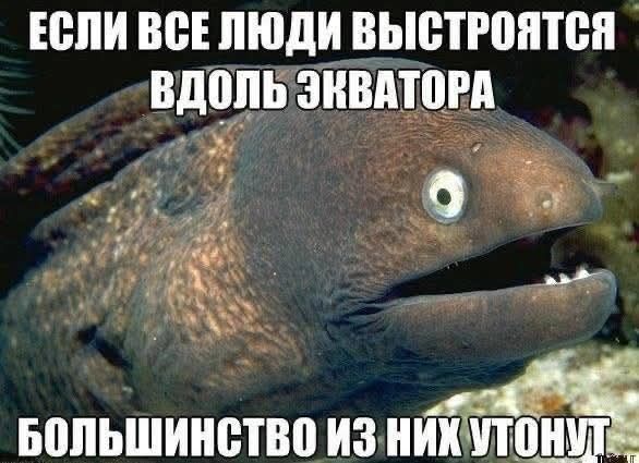 ЕСЛИ ВСЕ ЛЮДИ ВЫСТРОЯТСЯ ВДОЛЬ ЭКВАТОРА БОЛЬШИНСТВО ИЗ НИХ УТОНЕТ