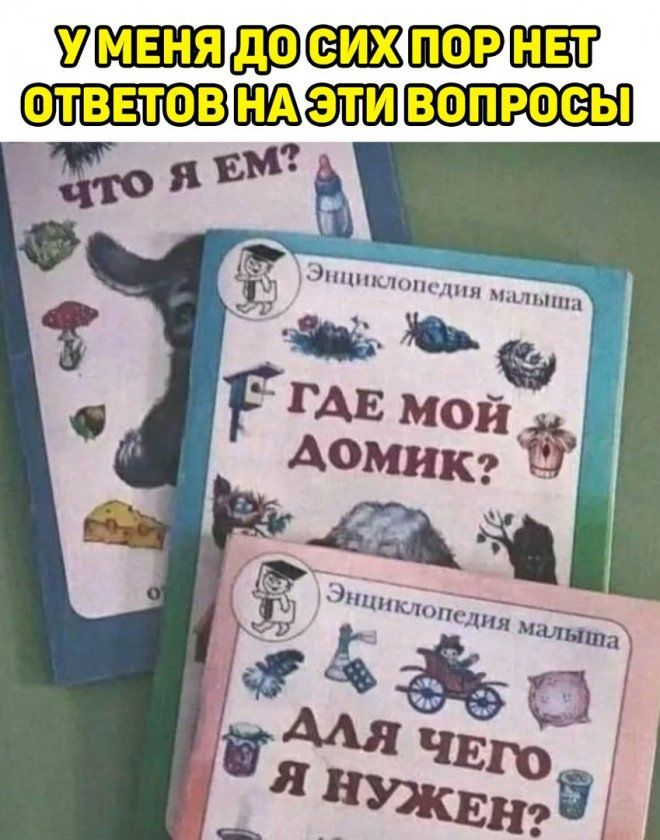 У МЕНЯ ДО СИХ ПОР НЕТ ОТВЕТОВ НА ЭТИ ВОПРОСЫ ЧТО Я ЕМ? ЭНЦИКЛОПЕДИЯ МАЛЫША ГДЕ МОЙ ДОМИК? ЭНЦИКЛОПЕДИЯ МАЛЫША ДЛЯ ЧЕГО Я НУЖЕН? ЭНЦИКЛОПЕДИЯ МАЛЫША