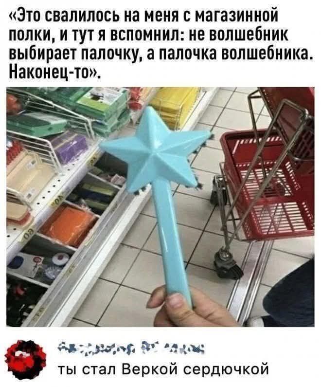 «Это свалилось на меня с магазинной полки, и тут я вспомнил: не волшебник выбирает палочку, а палочка волшебника. Наконец-то».