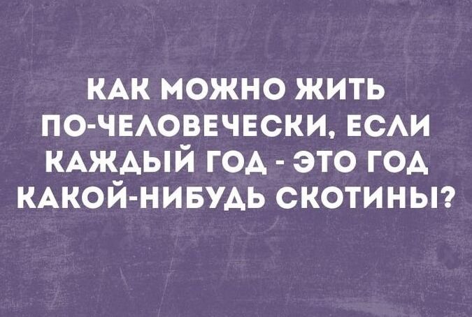 КАК МОЖНО ЖИТЬ ПО-ЧЕЛОВЕЧЕСКИ, ЕСЛИ КАЖДЫЙ ГОД - ЭТО ГОД КАКОЙ-НИБУДЬ СКОТИНЫ?