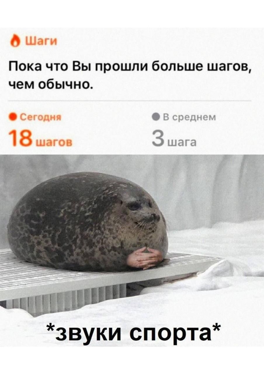 *Пока что Вы прошли больше шагов, чем обычно.* Сегодня 18 шагов, в среднем 3 шага. *звуки спорта*