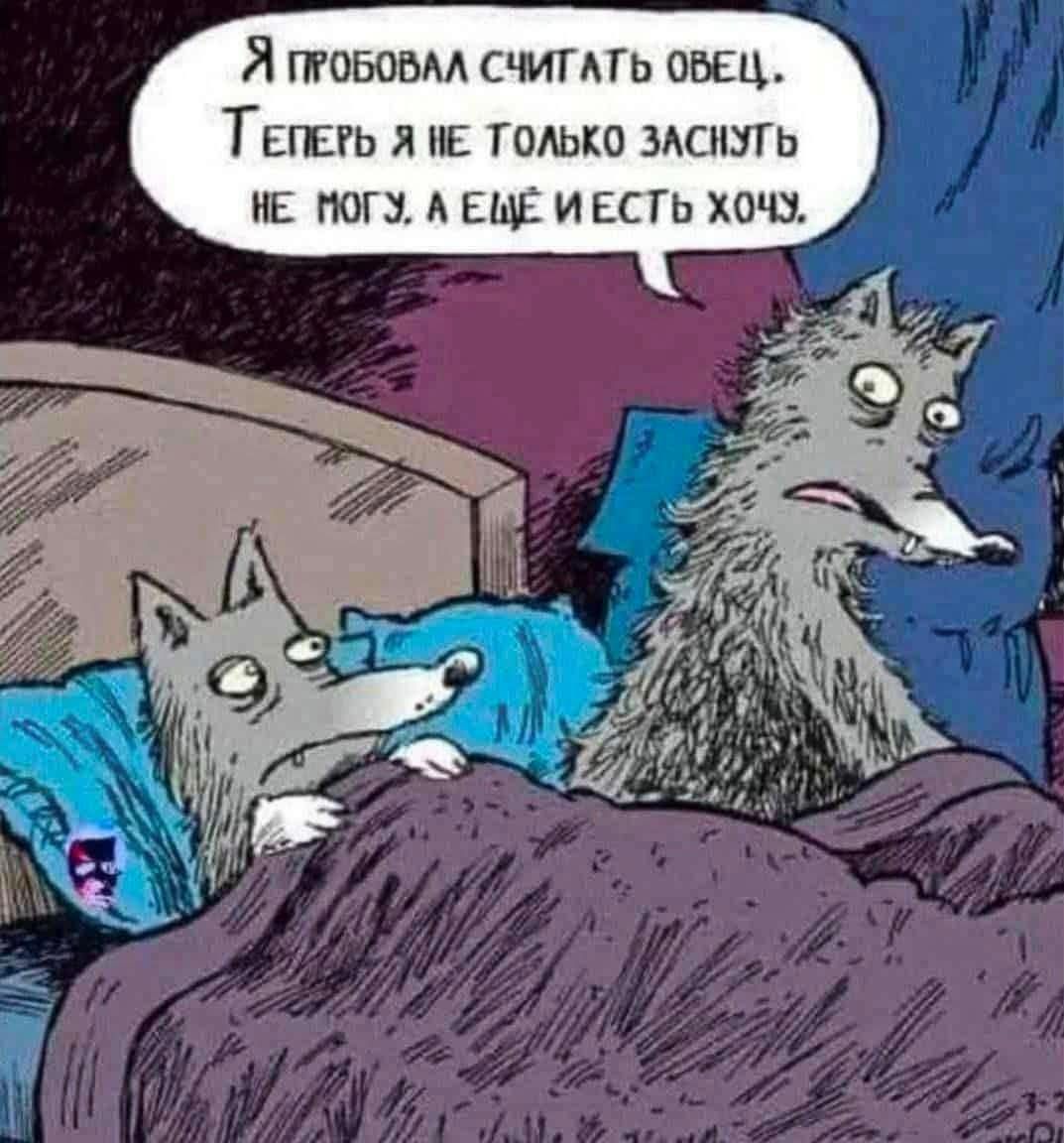 Я пробовал считать овец. Теперь я и не только заснуть не могу, а еще и есть хочу.