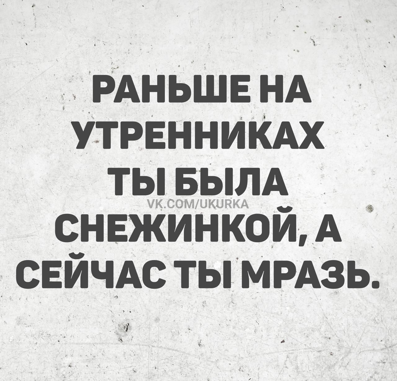 Раньше на утренниках ты была снегинкой, а сейчас ты мразь.