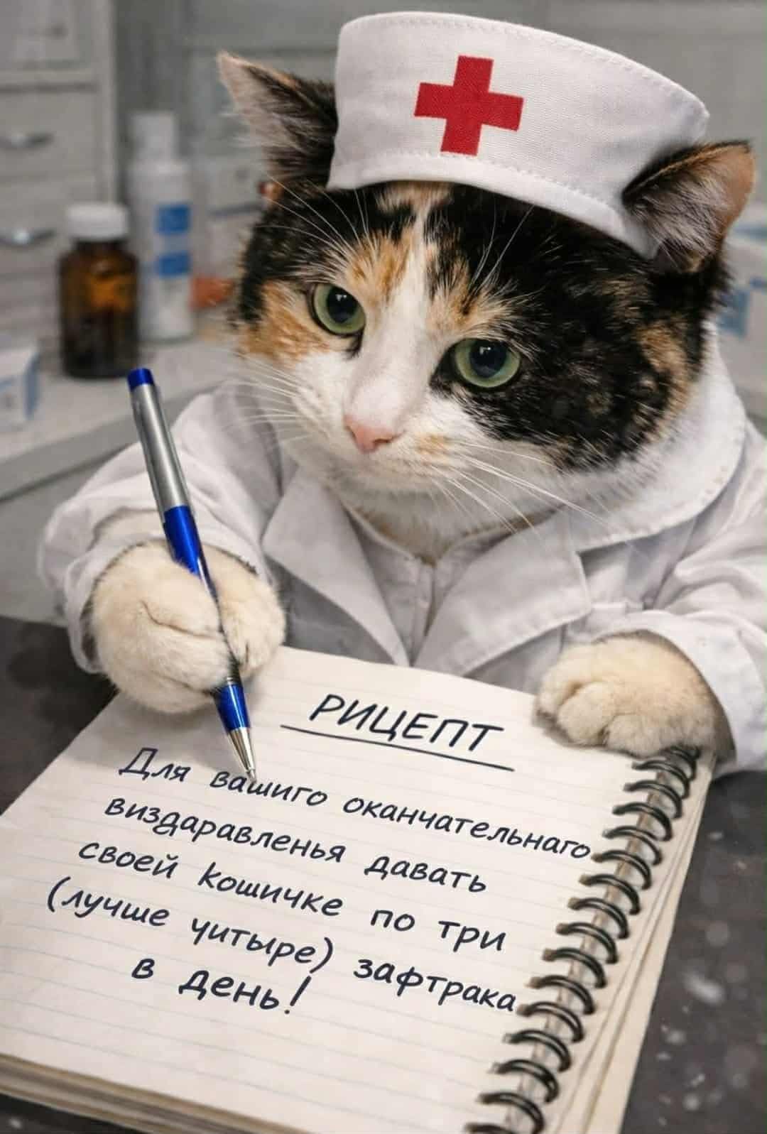 РЕЦЕПТ
Для вашего оканчательного визарда давать три раз по своей кошке по три раза в день!