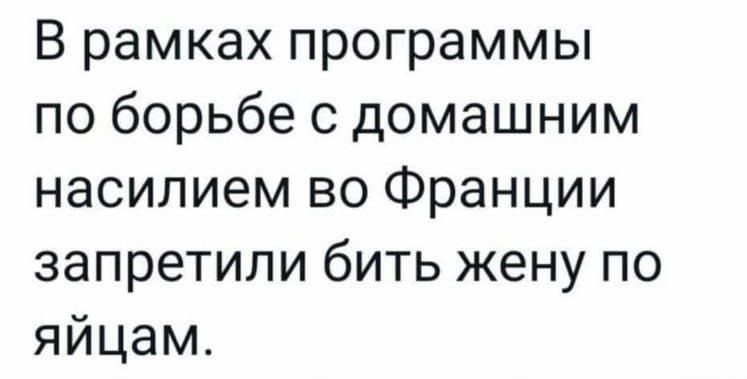 В рамках программы по борьбе с домашним насилием во Франции запретили бить жену по яйцам