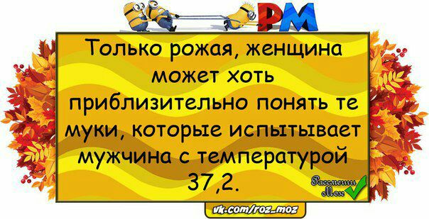 ТОЛЬКО РОЖОЯ женщина может хоть ПРИбЛИЗИТСЛЬНО ПОНЯТЬ те муки которые испытывает мужчина с температурой З72