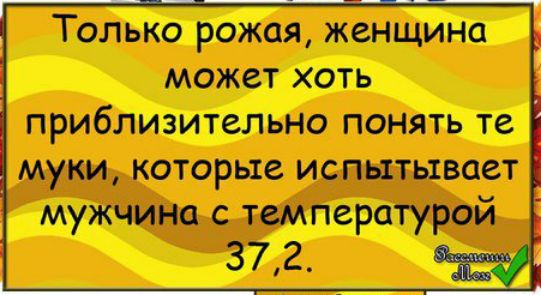 Только рожая женщина может хоть приблизительно понять те муки которые испытывает мужчина с температурой 372