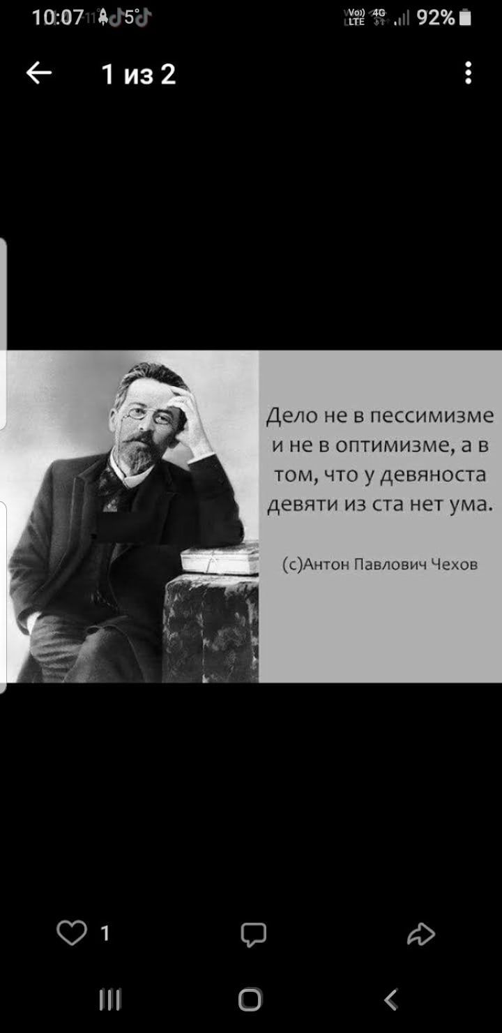 1007 52 1 92 1из2 й Дело не в пессимизме ине в оптимизме а в том что у девяноста девяти из ста нет ума Ш