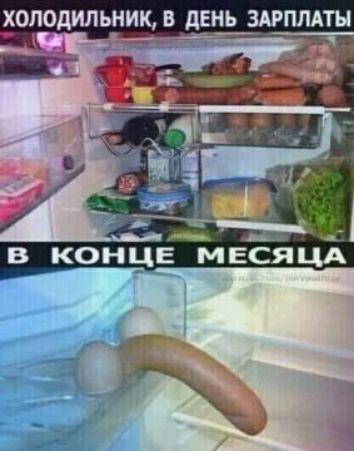 ХОЛОДИЛЬНИК, В ДЕНЬ ЗАРПЛАТЫ. В КОНЦЕ МЕСЯЦА