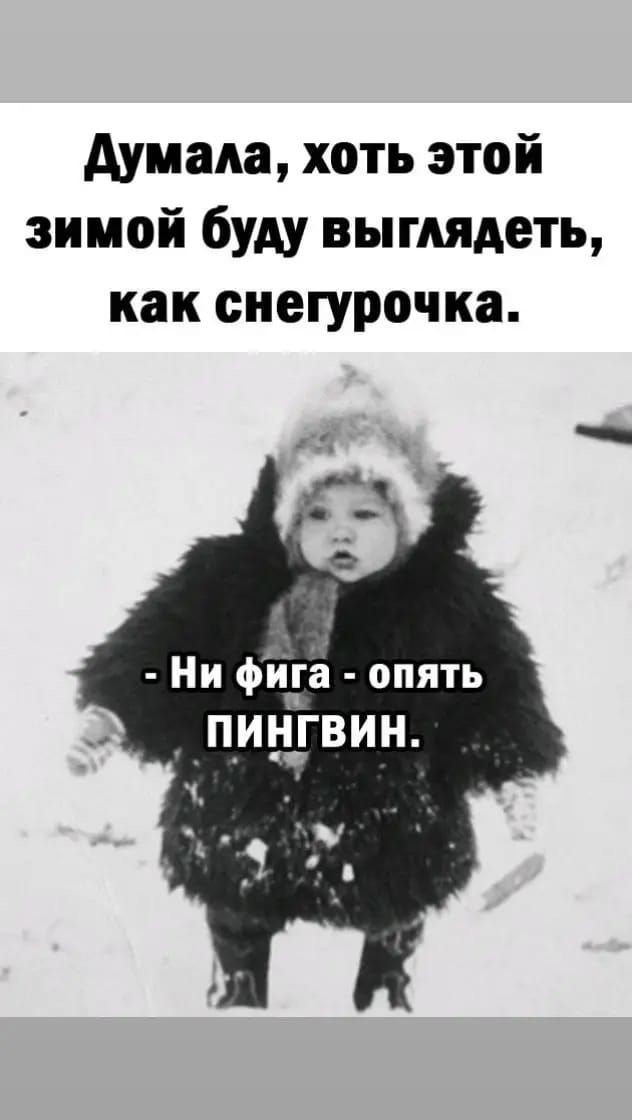 думала хоть этой зимой буду выглядеть как снегурочка Ни фиЪ ё опять _ ПИНГВИН _ 1 _