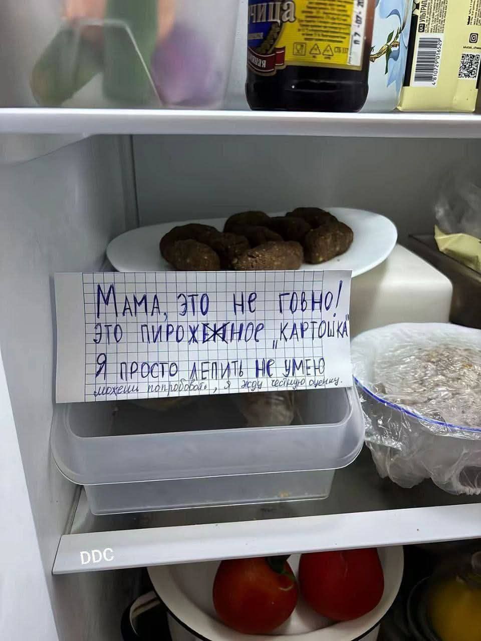 Мама, это не говно! Это пирожки из картошки. Я просто лепить не умею.