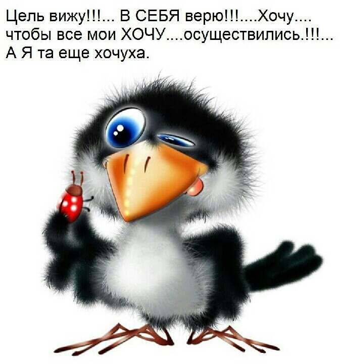 Цель вижу В СЕБЯ верюХочу чтобы все мои ХОЧУосуществипись А Я та еще хочуха