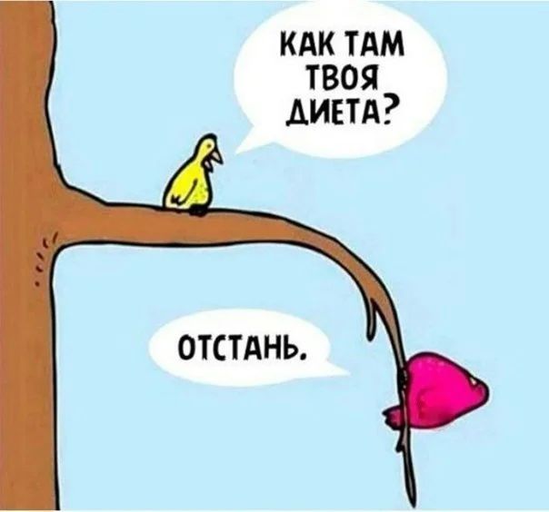 КАК ТАМ ТВОЯ ДИЕТА?
ОТСТАНЬ.