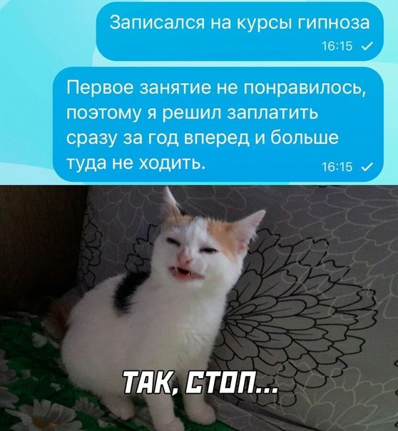 ЗЗПИСЗЛСП на КУРСЫ ГИПНОЗВ 55 Первое занятие не ПОНРЗВИПОСЬ поэтому я решил заплатить сразу за год вперед и больше туда не ХОДИТЬ