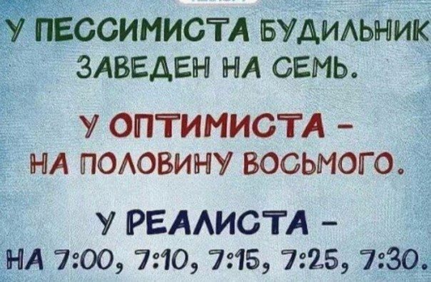 Ссимистл вудидьнилё здввдвн нд семь _ У ОПТИМИСТА ни ПОАОВИНУ восьмого _ У РЕААИСГА А 700 710 7215 725 730