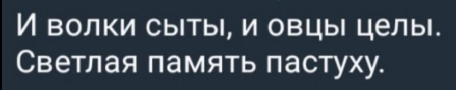 И волки сыты и овцы целы Светлая память пастуху