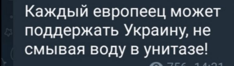 Каждый европеец может поддержать Украину не смывая воду в унитазе