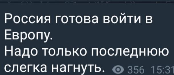 Россия готова войти в Европу Надо только последнюю слегка нагнуть 35