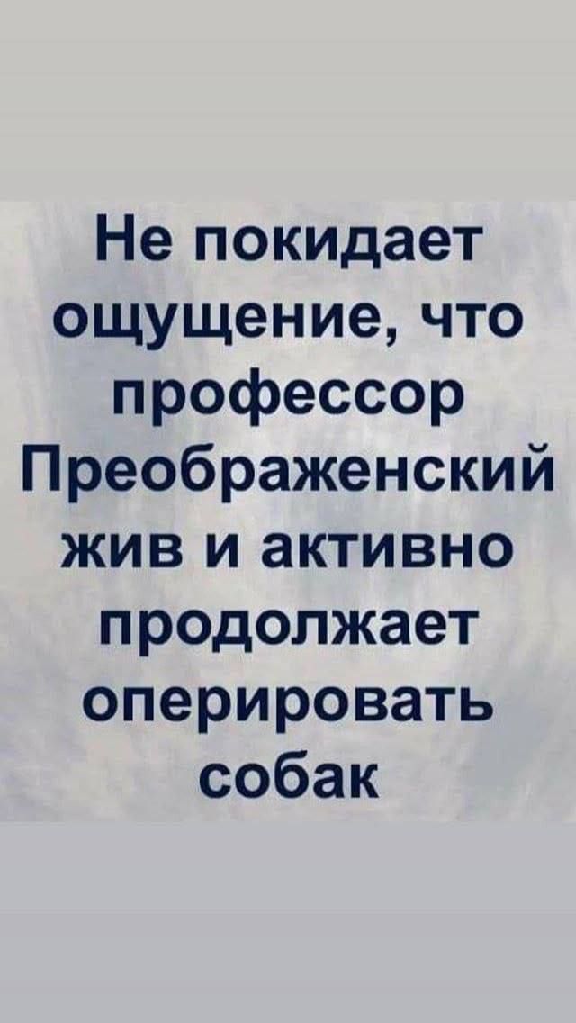 Не покидает ощущение, что профессор Преображенский жив и активно продолжает оперировать собак