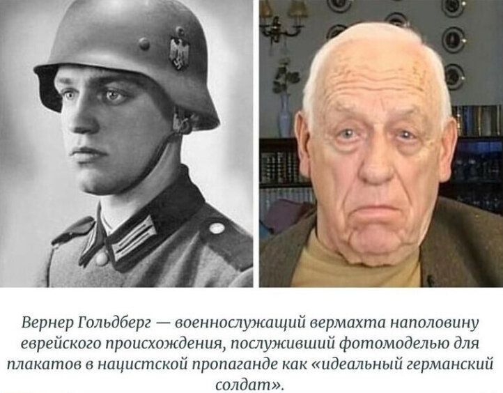 Вернер Голдберг — военнослужащий вермахта наполовину еврейского происхождения, послуживший фотомоделью для плакатов в нацистской пропаганде как «идеальный германский солдат».