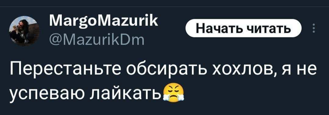 Перестаньте обсирать хохлов, я не успеваю лайкать