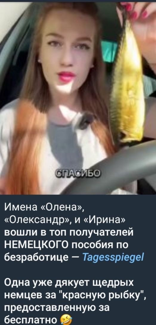 СПАСИБО
Имена «Олена», «Олександр», и «Ирина» вошли в топ получателей НЕМЕЦКОГО пособия по безработице — Tagesspiegel
Одна уже дякує щедрих німців за 