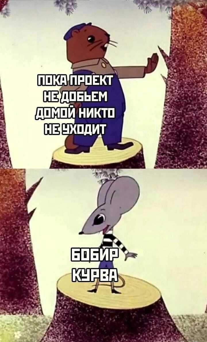 ПОКА ПРОЕКТ НЕ ДОБЬЕМ ДОМОЙ НИКТО НЕ УХОДИТ
ГОБИР КУРВА