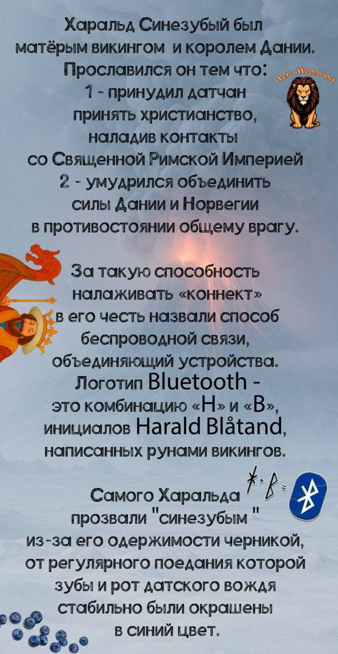 Харальд Синеузкий был матерью викингом и королем Дании. Прославился он тем что: 1 - принудил датчан принять христианство, наладив контакты со Священной Римской Империей 2 - умудрился объединить силы Дании и Норвегии в противостоянии общему врагу.

За такую способность налаживать 