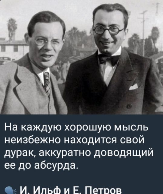 На каждую хорошую мысль неизбежно находится свой дурак, аккуратно доводящий её до абсурда.

И. Ильф и Е. Петров
