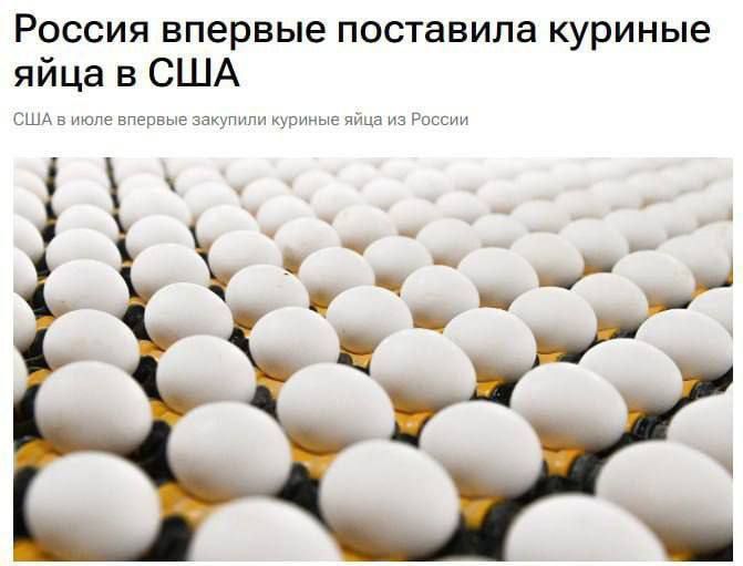 Россия впервые поставила куриные яйца в США
США в июле впервые закупили куриные яйца из России