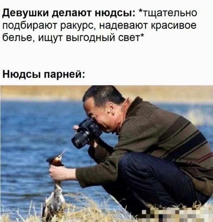 Девушки делают нюдсы: *тщательно подбирают ракурс, надевают красивое бельё, ищут выгодный свет* Нюдсы парней: