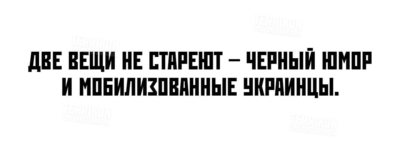 ДВЕ ВЕЩИ НЕ СТАРЕЮТ – ЧЕРНЫЙ ЮМОР И МОБИЛИЗОВАННЫЕ УКРАИНЦЫ.