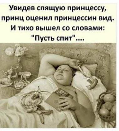 Увидев спящую принцессу, принц оценил принцессу вид. И тихо вышел со словами: 