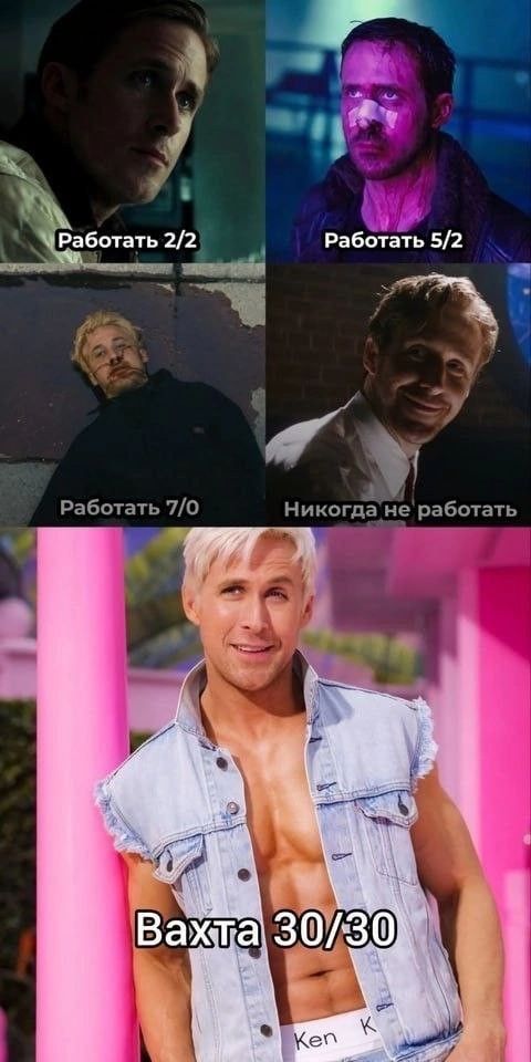 Работать 2/2; Работать 5/2; Работать 7/0; Никогда не работать; Вахта 30/30