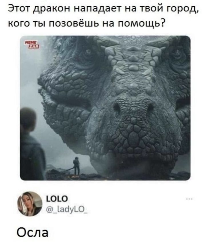 Этот дракон нападает на твой город, кого ты позовёшь на помощь? Осла