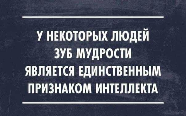 У НЕКОТОРЫХ ЛЮДЕЙ ЗУБ МУДРОСТИ ЯВЛЯЕТСЯ ЕДИНСТВЕННЫМ ПРИЗНАКОМ ИНТЕЛЛЕКТА