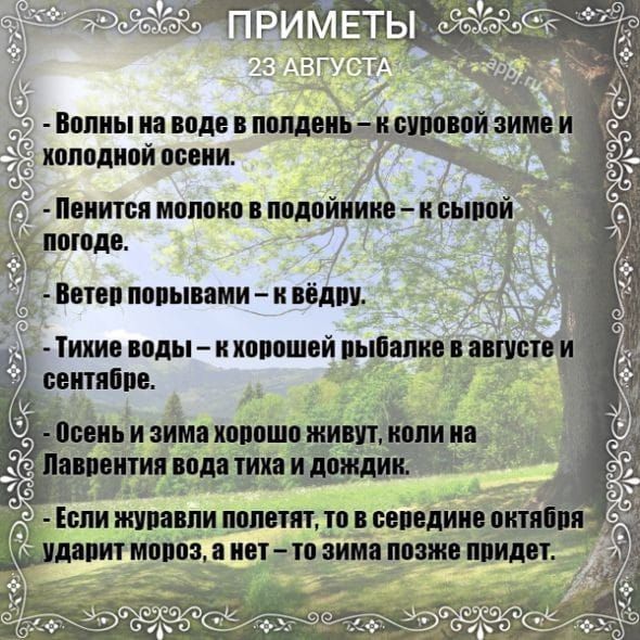 Волны на воде в полдень к суровой зимеи _ олодной осени ь Пенится молоко в подойнике к сырой погоде Ветер порывами к вёдру Тихие воды кхорошей рыбалке в августейи сентябре 25 и Если энупавли полетат то в сепедине октября дарит мороз а нет то зима позже придет Э