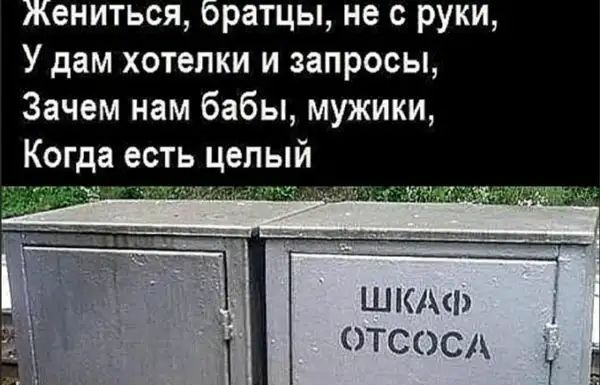 ениться оратцы не с руки У дам хотелки и запросы Зачем нам бабы мужики Когда есть целый _ шкь Ё Т отсосд
