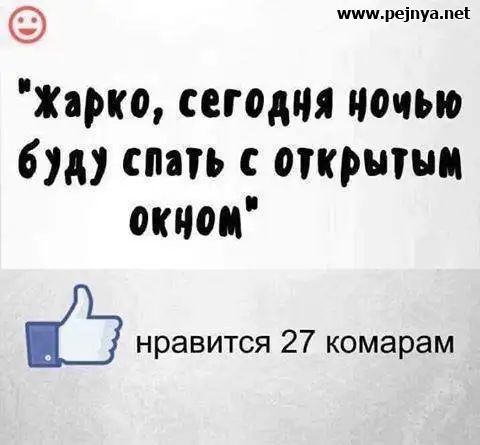 шшшреіпуапе Жарко сегодня ночью буду спать с открытым окном нравится 27 комарам
