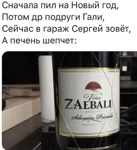 Сначала пип на Новый год Потом др подруги Гали Сейчас в гараж Сергей зовёт А печень шепчет