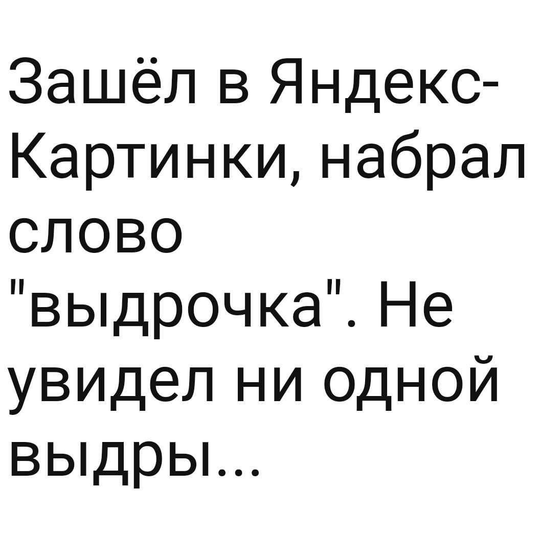 Зашёл в Яндекс Картинкинабрал слово выдрочка Не увидел ни одной выдры