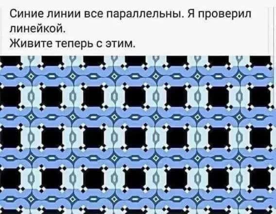 Синие линии все параллельны. Я проверил линейкой.
Живите теперь с этим.
