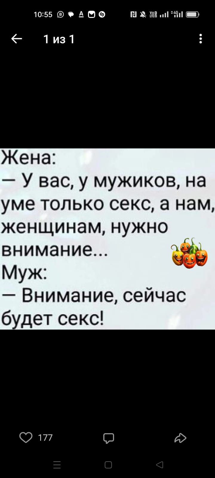 1055 А С а ш А тк Міні 1из1 Жена У вас у мужиков на уме только секс а нам женщинам нужно внимание Муж Внимание сейчас 6 дет секс 177