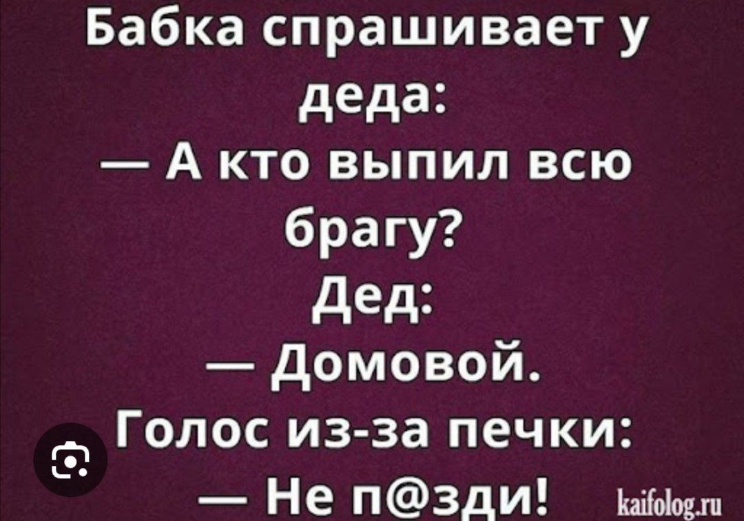 Гг Бабка спрашивает у деда А кто выпил всю брагу Дед Домовой Голос из за печки СЫ Не пзди ост