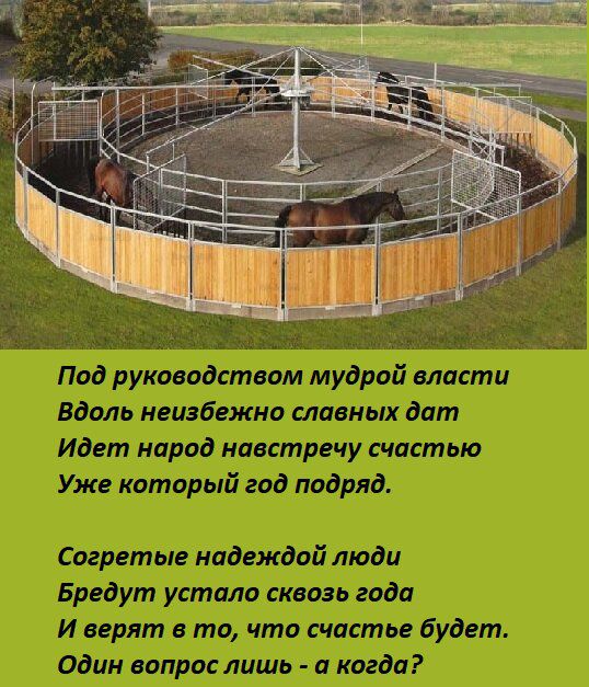 Под руководством мудрой власти
Вдоль неизбежно славных дат
Идет народ навстречу счастью
Уже который год подряд.
Согретые надеждой люди
Бредут устало сквозь года
И верят в то, что счастье будет.
Один вопрос лишь - а когда?