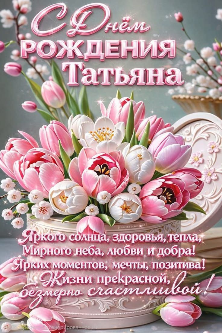 С Днём Рождения Татьяна
Яркого солнца, здоровья, тепла, мирного неба, любви и добра! Ярких моментов, мечты, позитива! Жизни прекрасной, безмерно счастливой!